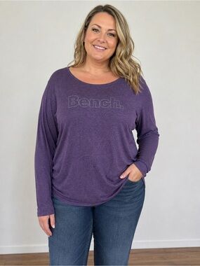 Bench Purple Heather Long Sleeve Logo Tee Shirt Women’s XXL Casual Lightweight